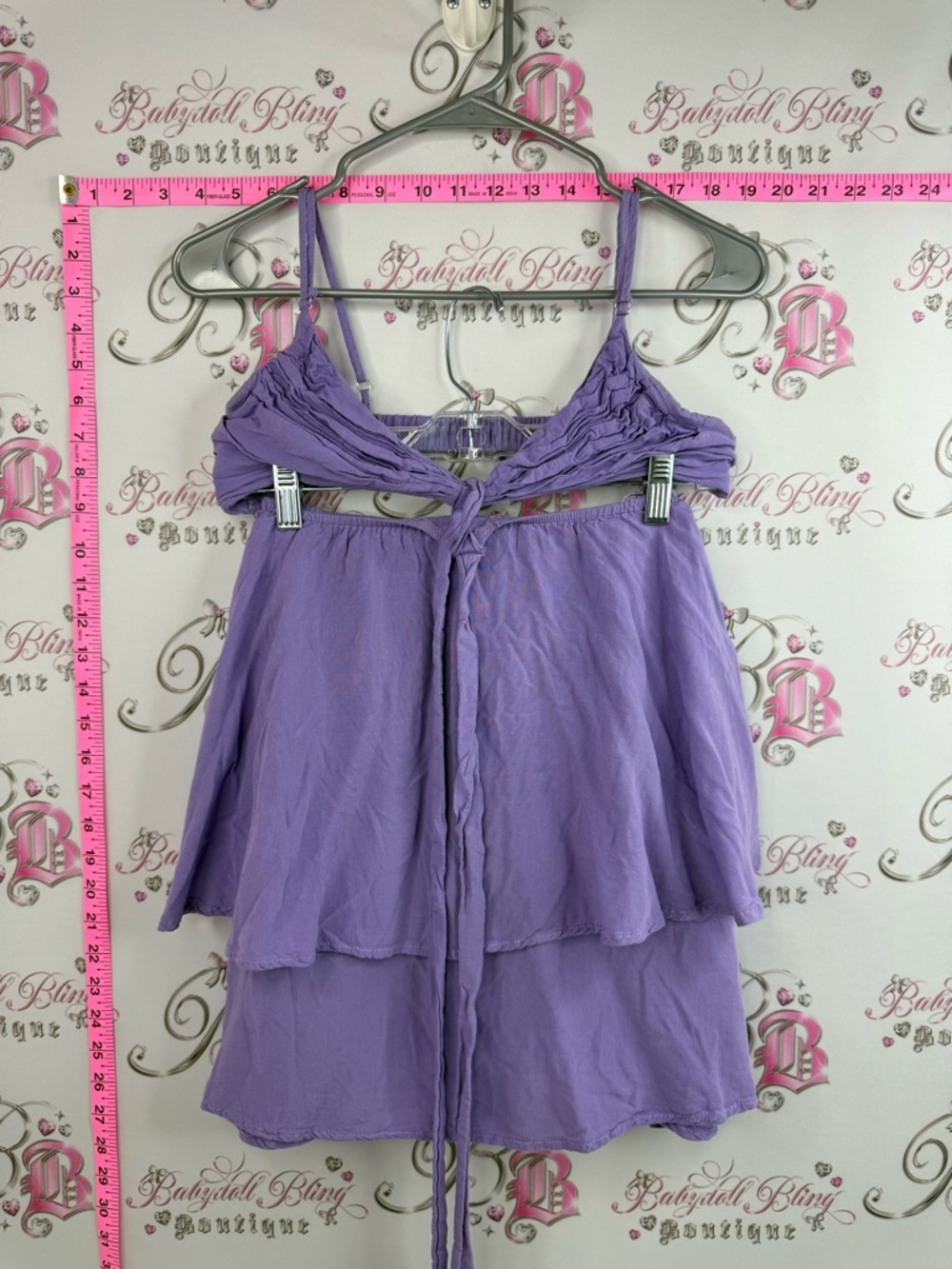 Hersy dress cut outs sexy Lavender Tiered Spaghetti Strap Babydoll Top